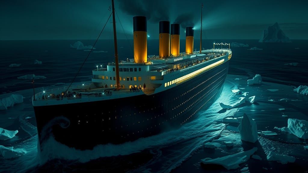 Titanic Sinks into Icy North Atlantic Waters in Dramatic, Ci...