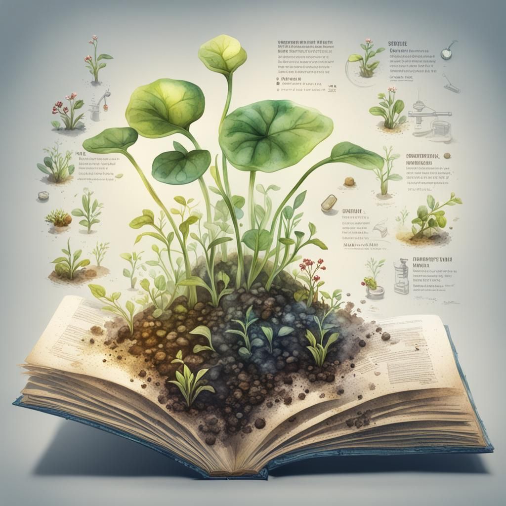 Seedling Sprouts From Scientific Page: Watercolor Art