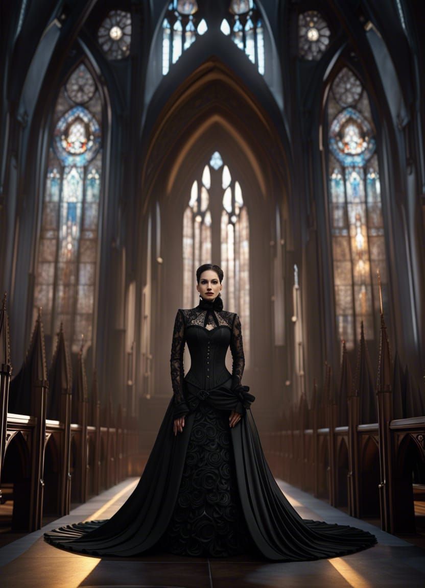 Gothic Wedding in Cathedral: Steampunk 3D Render