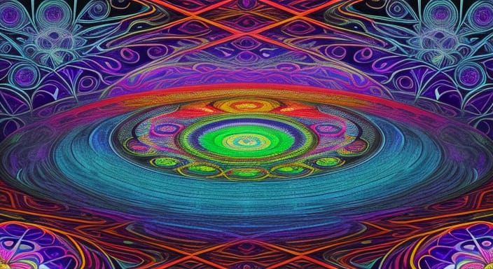 Psychedelic Garden River in Kaleidoscope Style