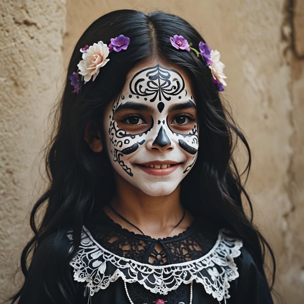 Colombian Girl as Catrina in Cinematic Style