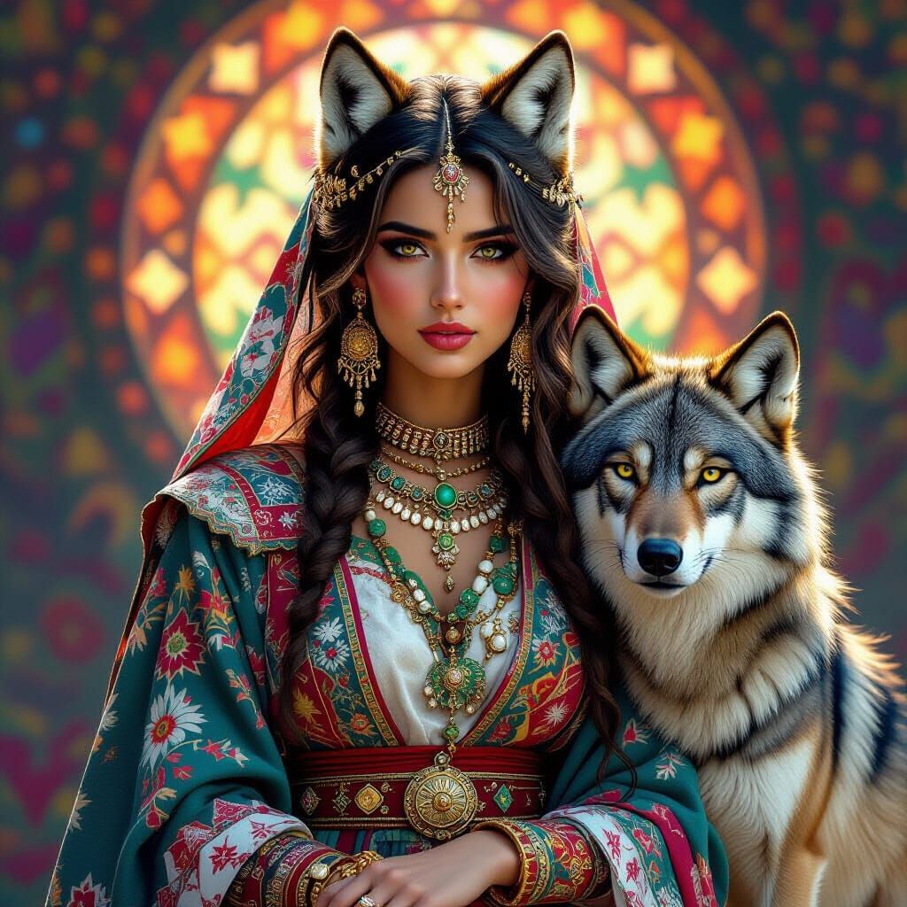 Asena: Turkish Goddess of Wolves, Hyperrealistic Detail