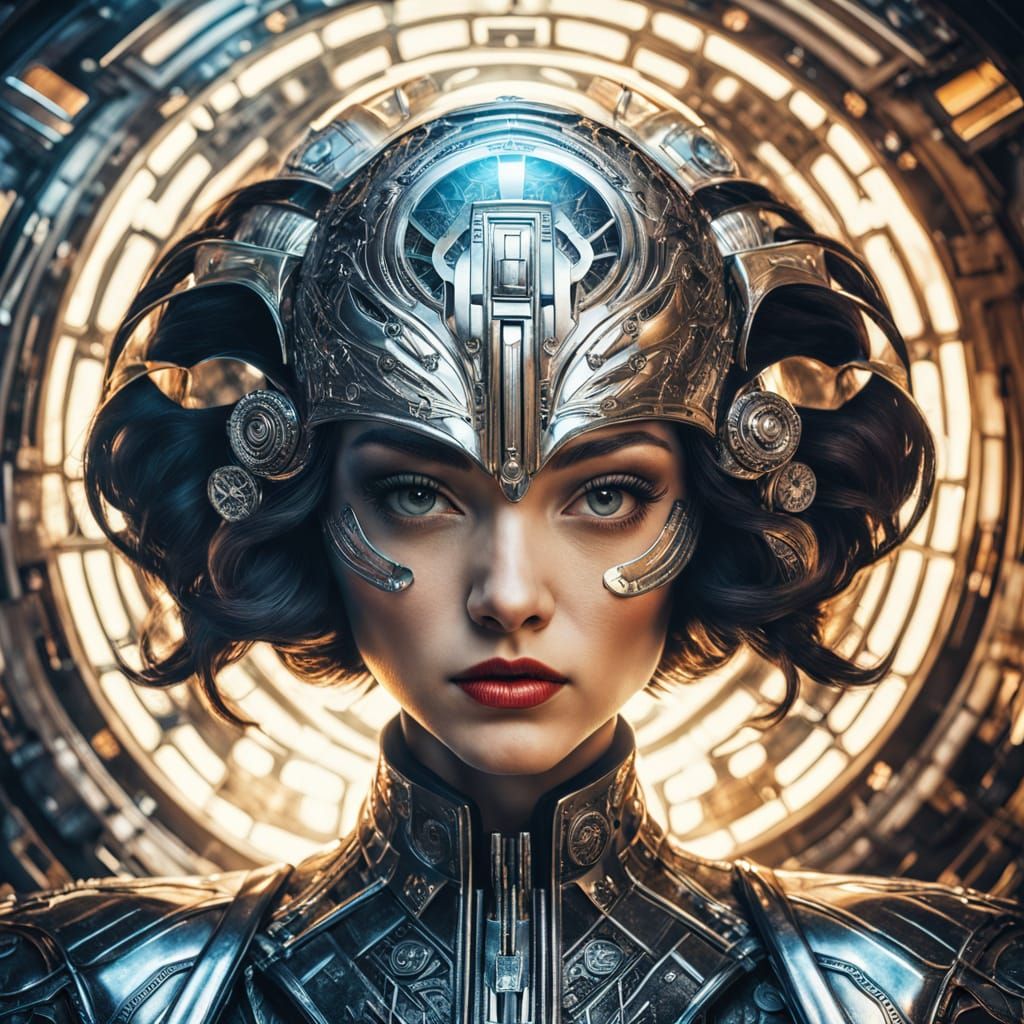 Art Deco Sci-Fi Woman with Chrome Hair