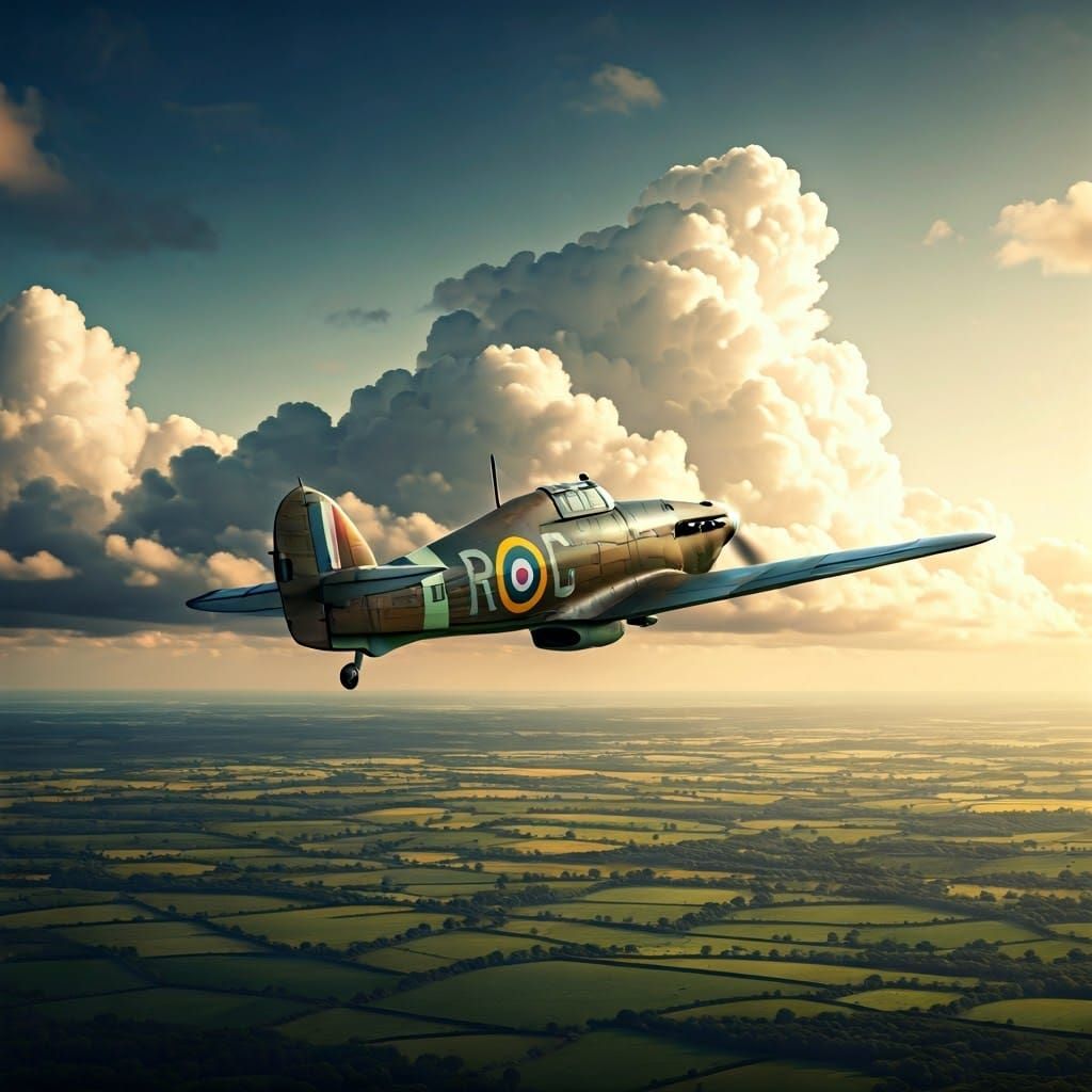 Hawker Hurricane Over England, Digital Matte Painting