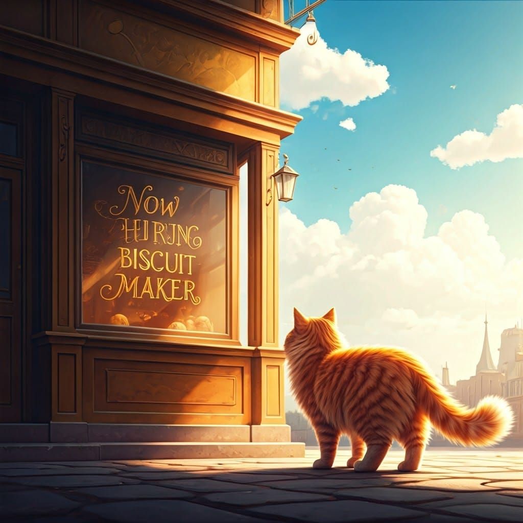 Cat Seeks Biscuit Maker Job: Digital Painting