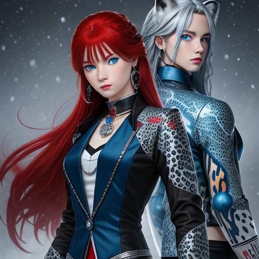 Futuristic Neko Snow Leopard in Cyberpunk Bar