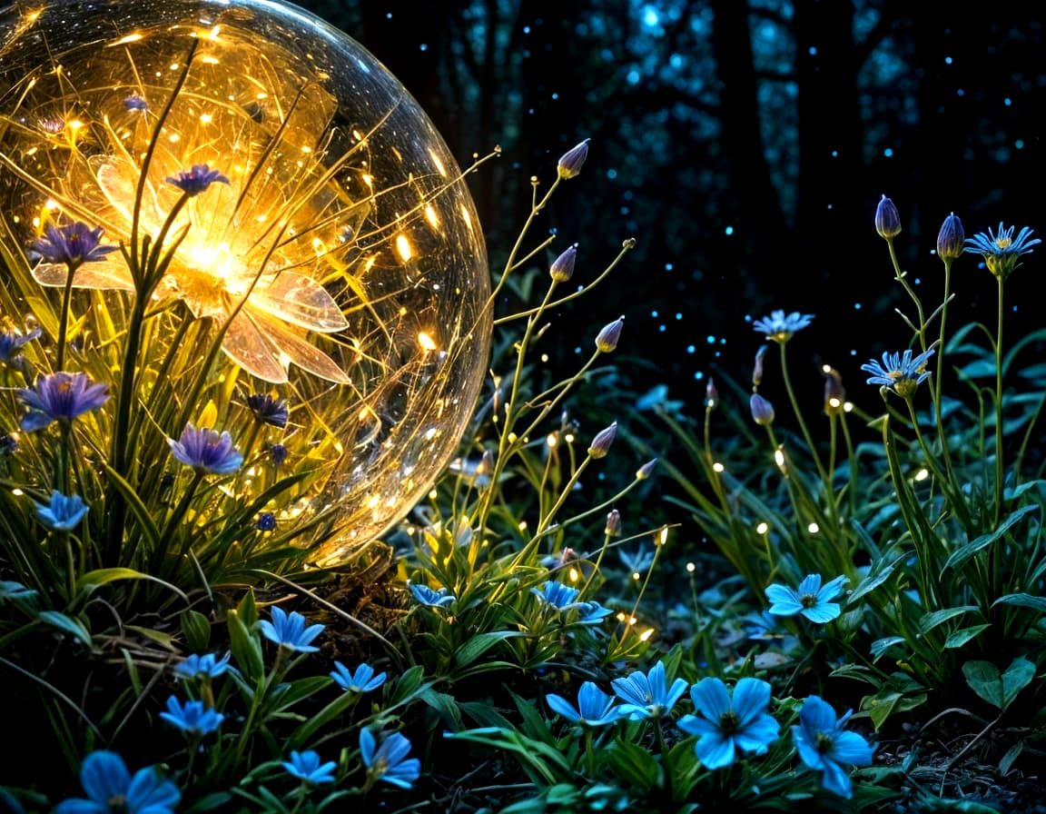 Glowing Orb Amidst a Blooming Paradise