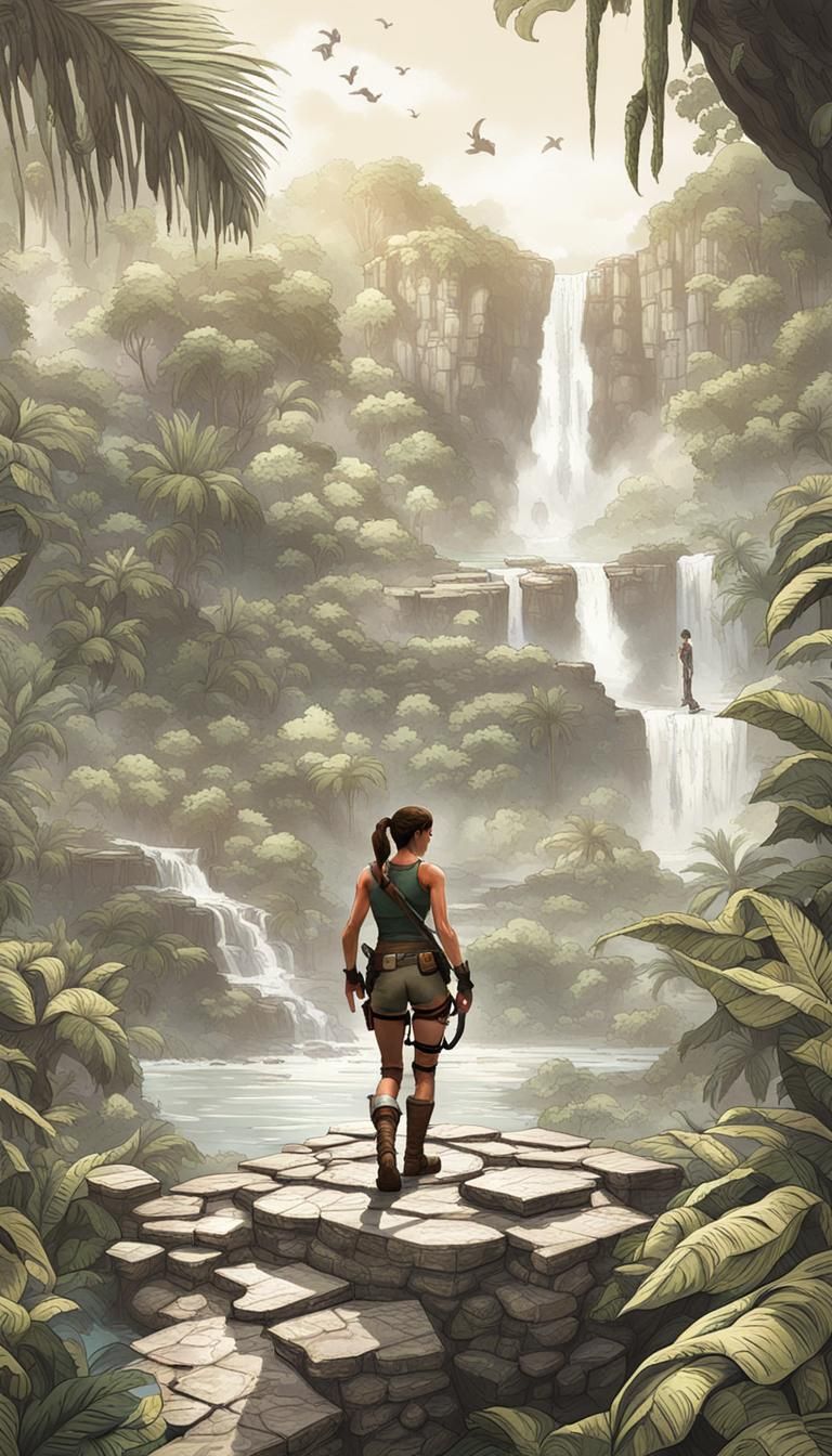 Female Adventurer with Treasure Map in Jungle