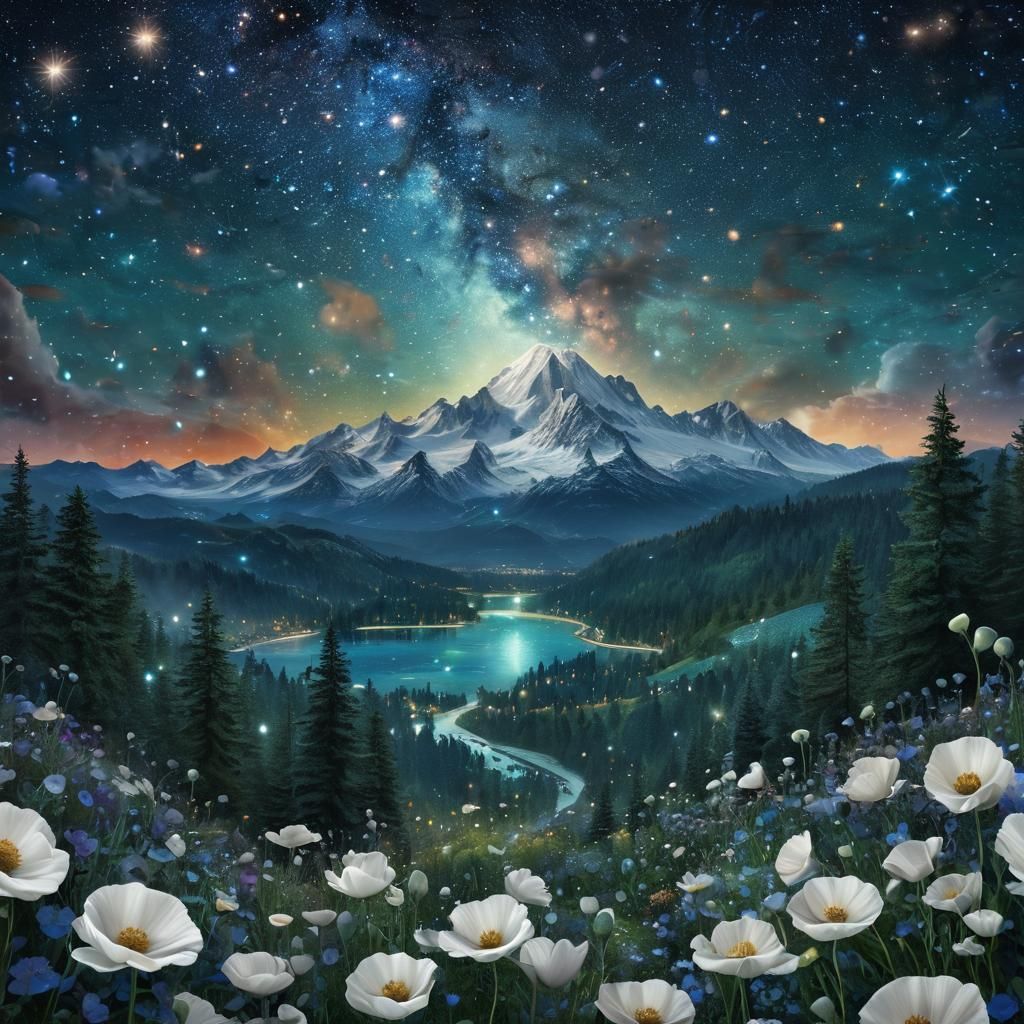 Surreal Mountain Landscape in Dreamlike World