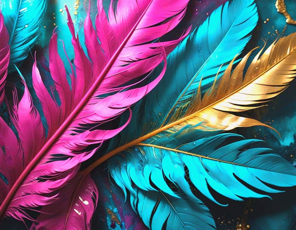 Vibrant Alcohol Ink Mango with Feather Texture