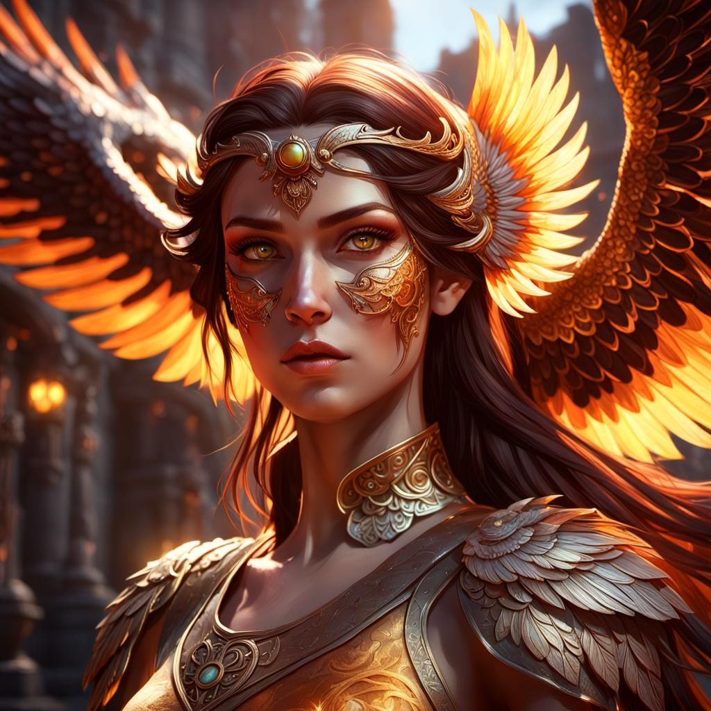 Phoenix Hybrid in Dark Fantasy Style