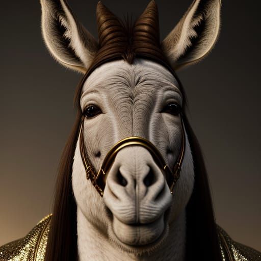 Donkey in a Photorealistic Elvis-Inspired Portrait