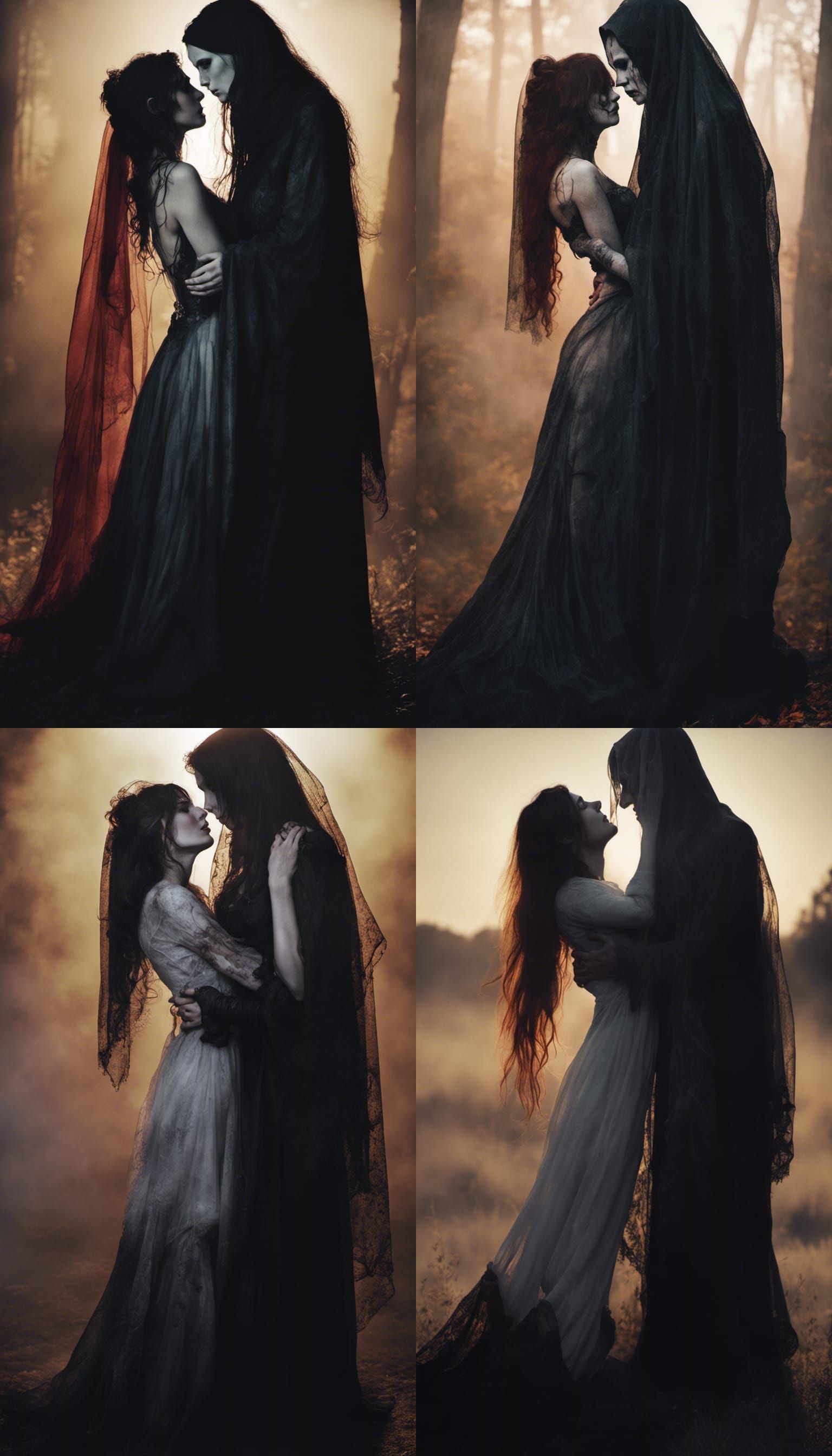 Vampire's Embrace: Veiled Bride in Obsidian Mist
