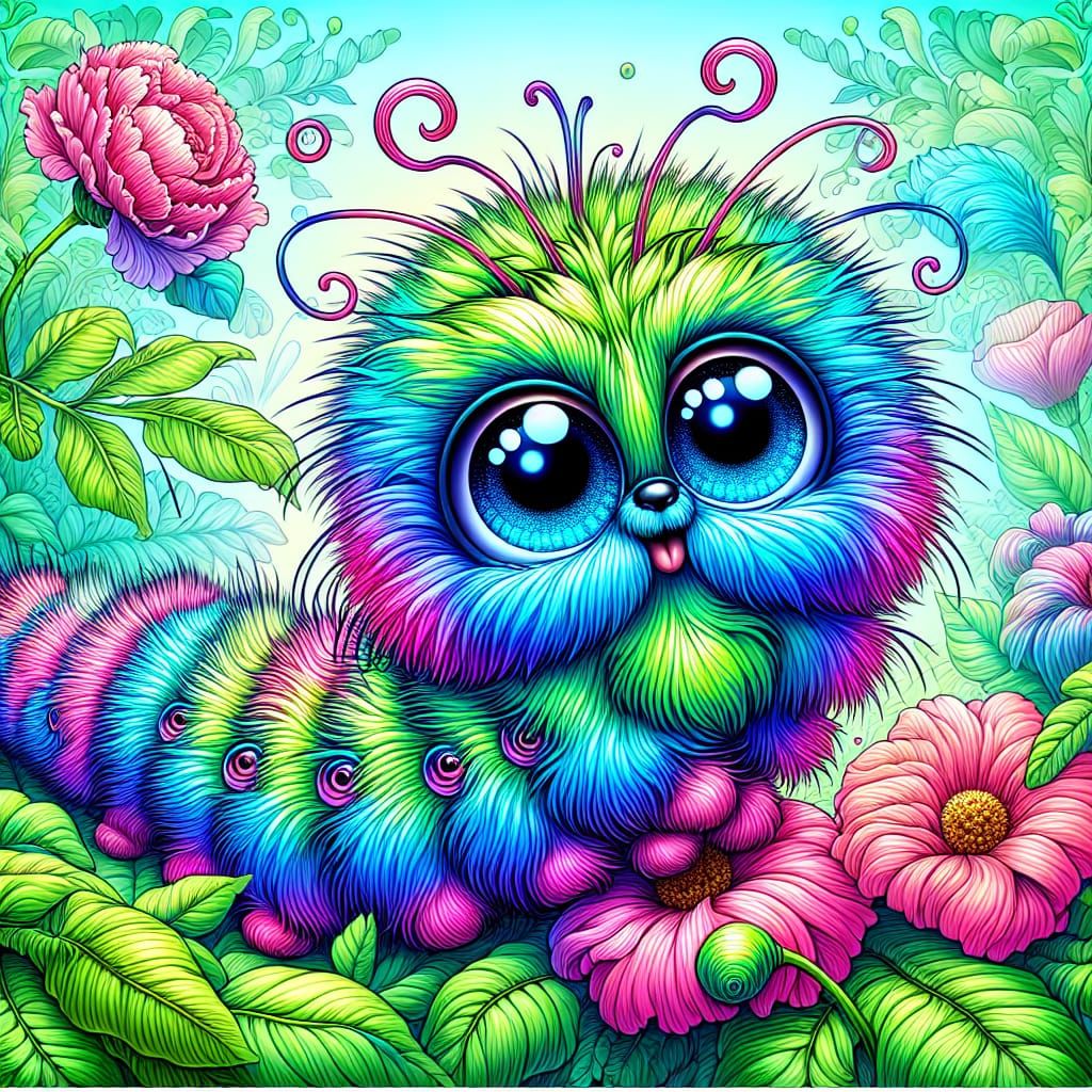 a cartoon of a beautiful fuzzy caterpillar, the caterpillar ...