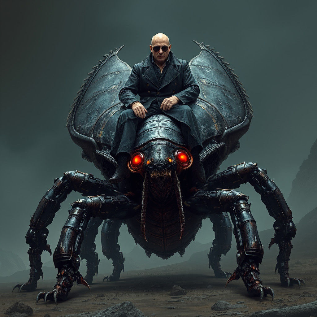 Giant Woodlouse Rider in Biomechanical Style