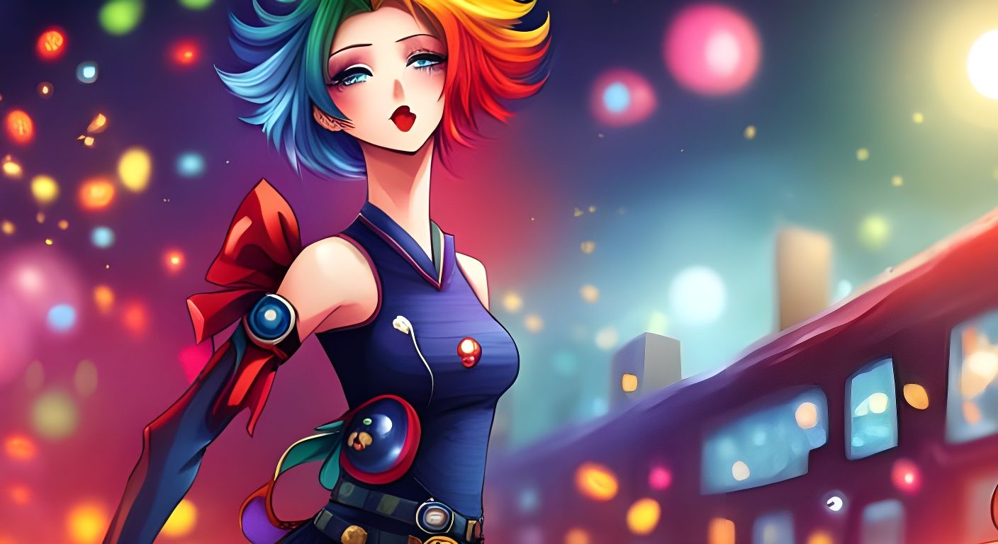 Anime Style Clown Girl Dancing with Undercut