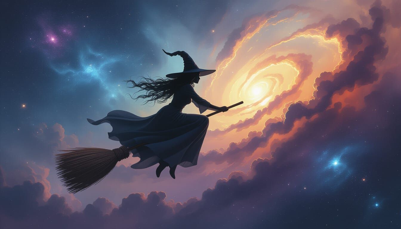 Witch on Spectral Broom in Cosmic Nebula