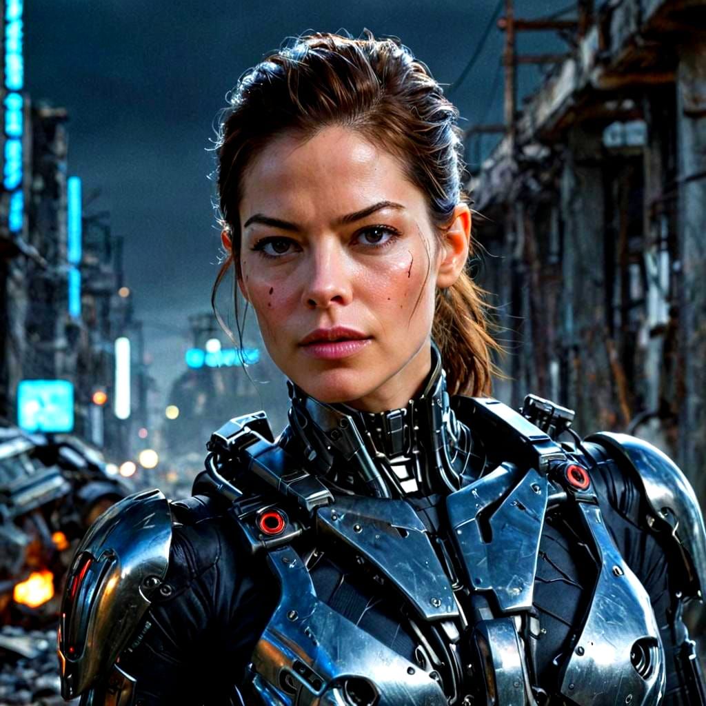 Cybernetic Organism Portrait in Cyberpunk Style