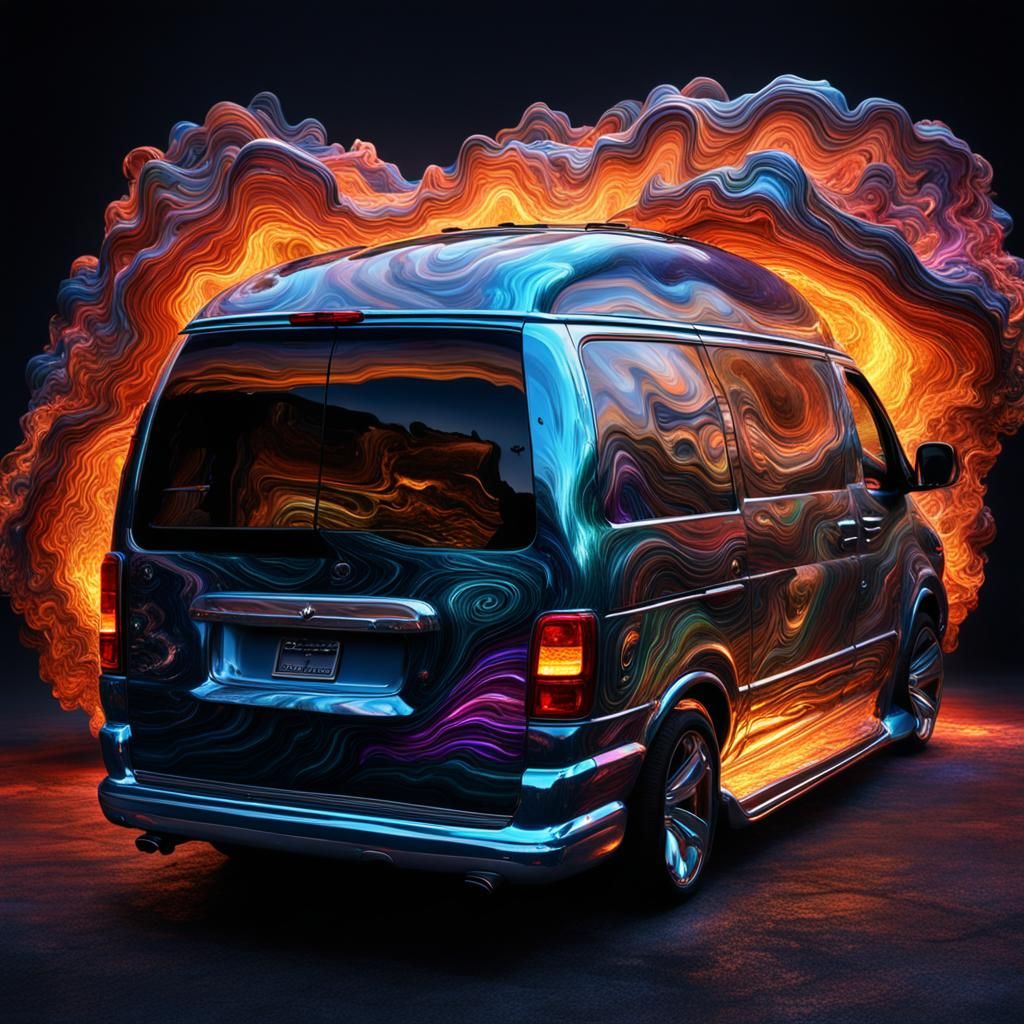 Molten Glass Mini-Van in Opulent Digital Art