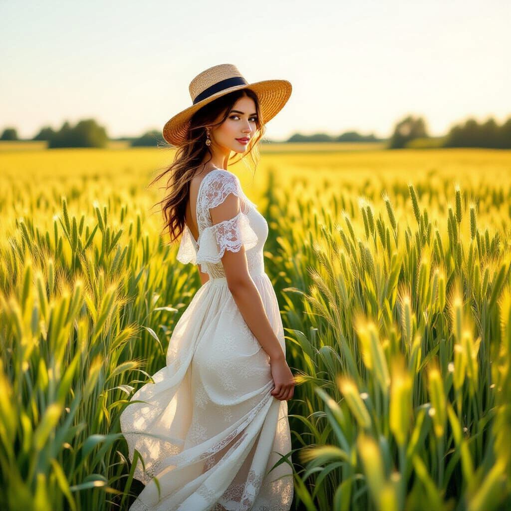 Golden Wheat Field: An Impressionistic Portrait