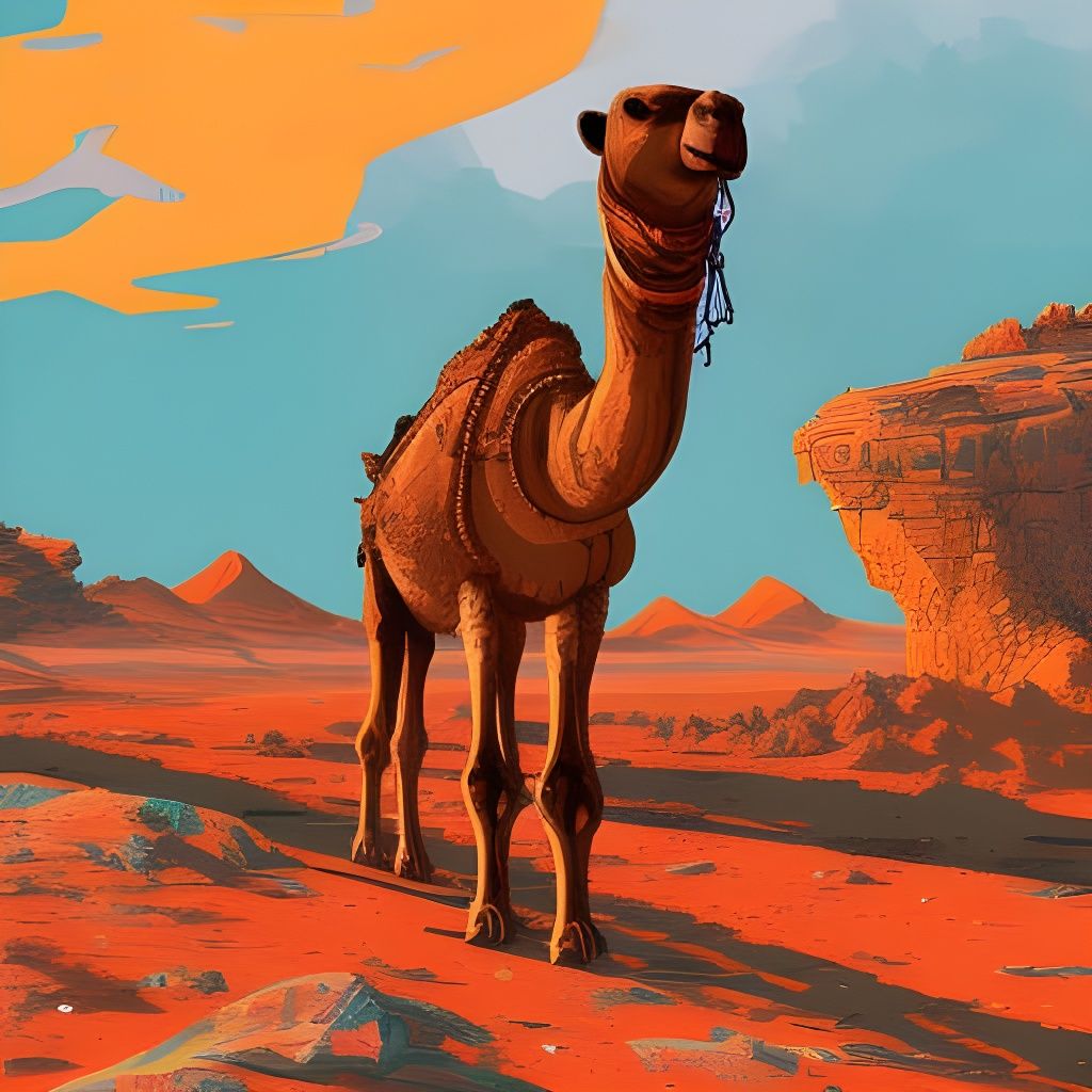 Camel on Mars: Borderlands Vector Art
