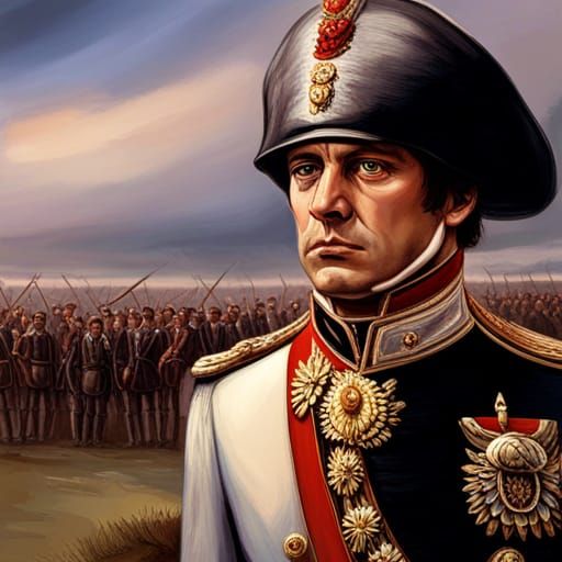 Napoleon at Woodstock in Hyperrealistic Splash Art