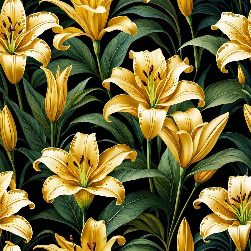 Radiant Gold Lilies in Full Bloom