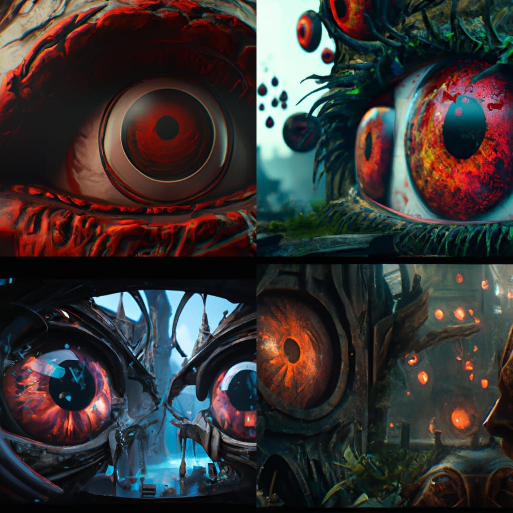 Detailed Bloody Eyes Fantasy Concept Art