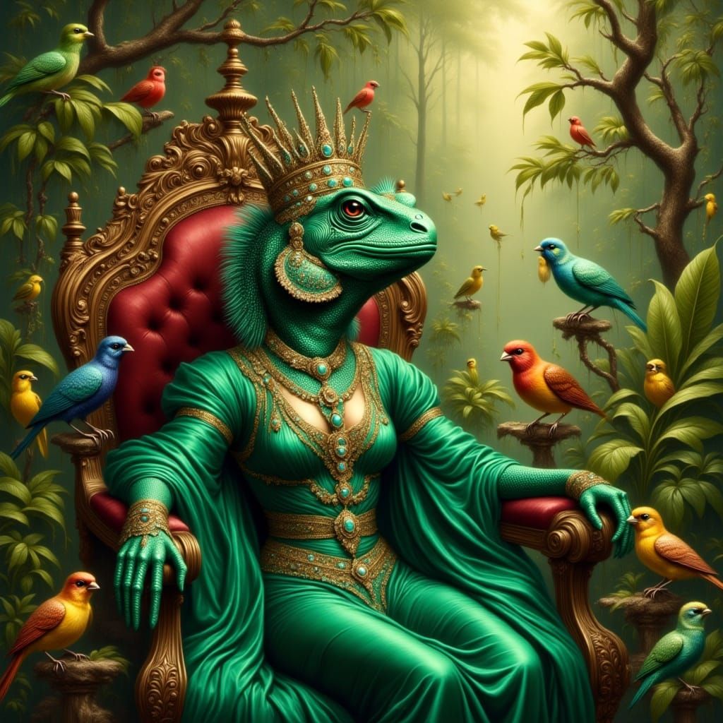Regal Iguana Queen in Tropical Court