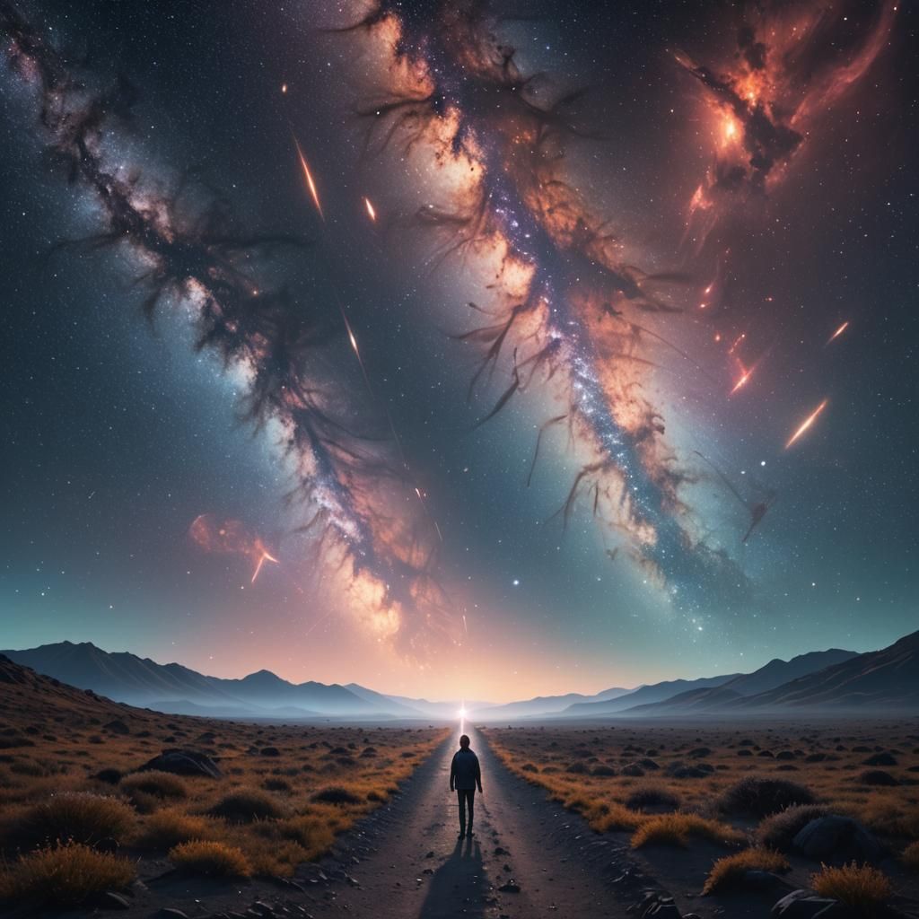 Ethereal Pathway Into Starry Expanse in Sci-Fi Style