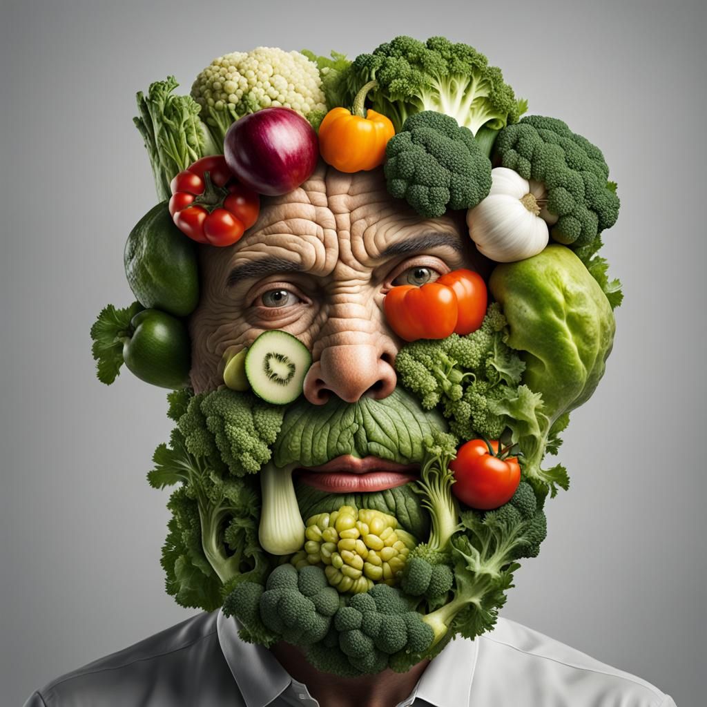 Vegetable Face Portrait in Arcimboldo Style