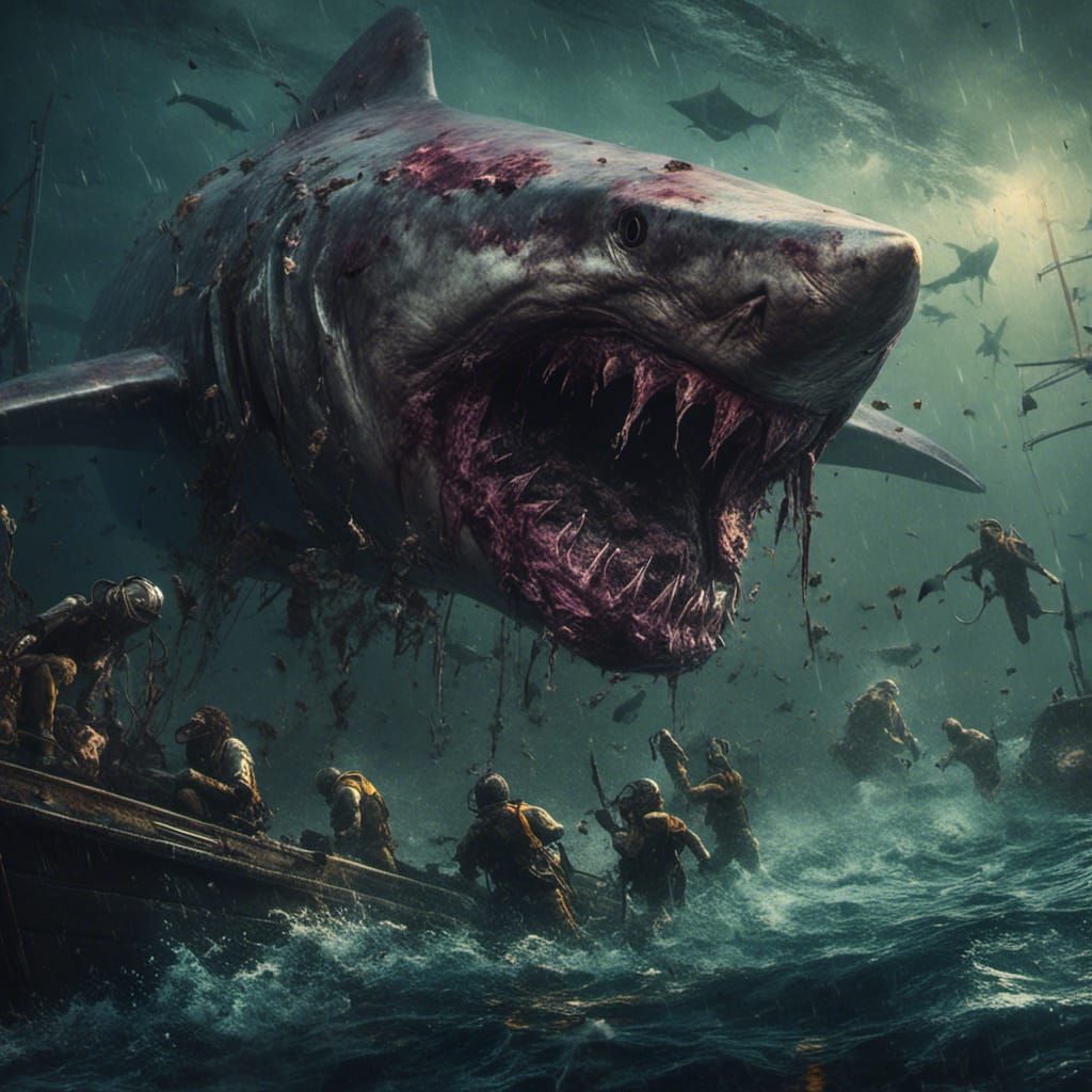 Zombie Sharks Attack Divers: Dark Fantasy Horror