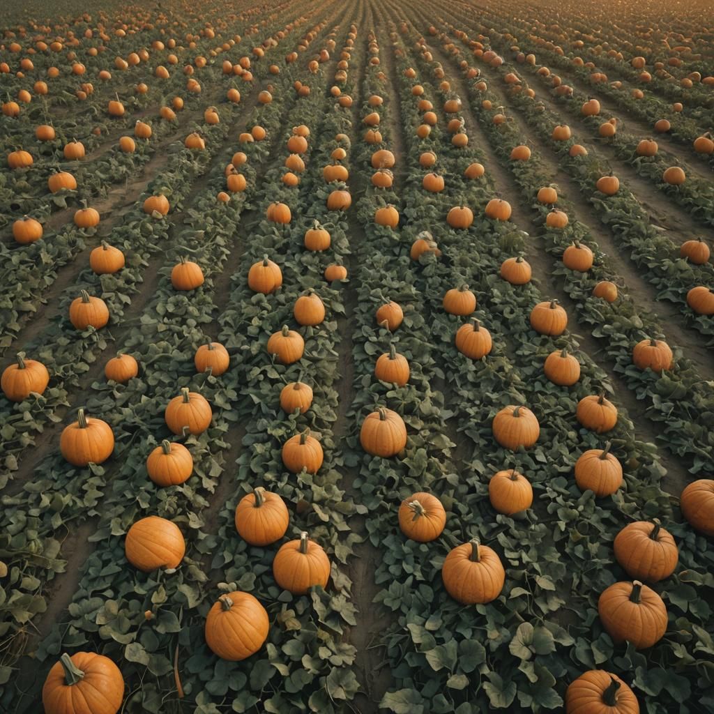 Dusk at the Pumpkin Patch: Cinematic Film Still