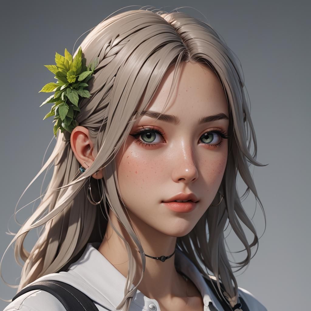 Anime Style Portrait of a Carefree Girl