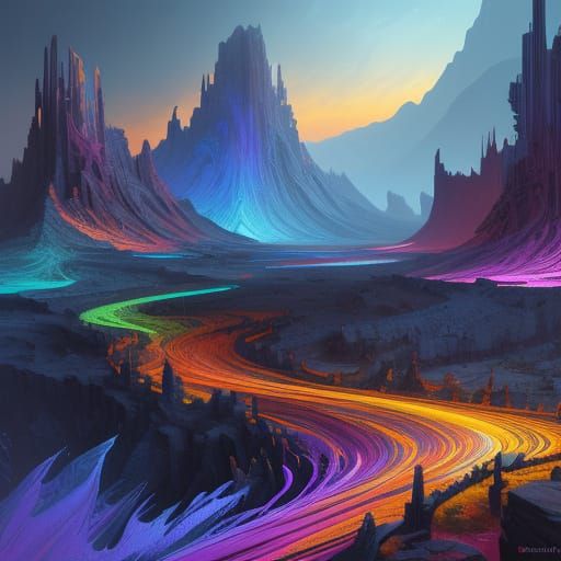 Digital Landscape Born From Code Lines