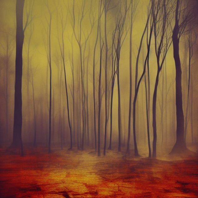 Surreal Animal Escape from Burning Forest