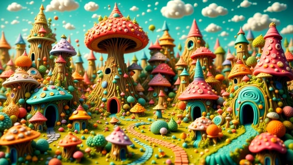 Psychedelic Clay World with Rainbow Colors