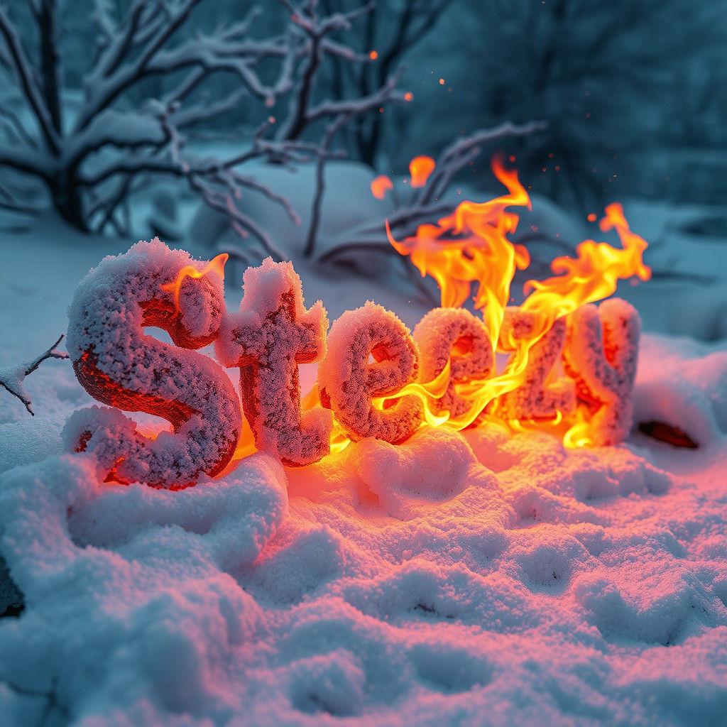 Fiery Steezy Verse Against Snowy Backdrop in HDR