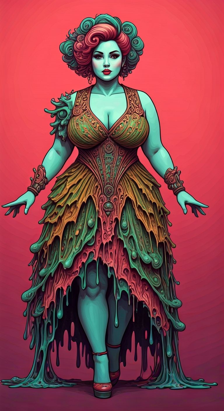 Biopunk Woman in a Sentient Fractal Dress