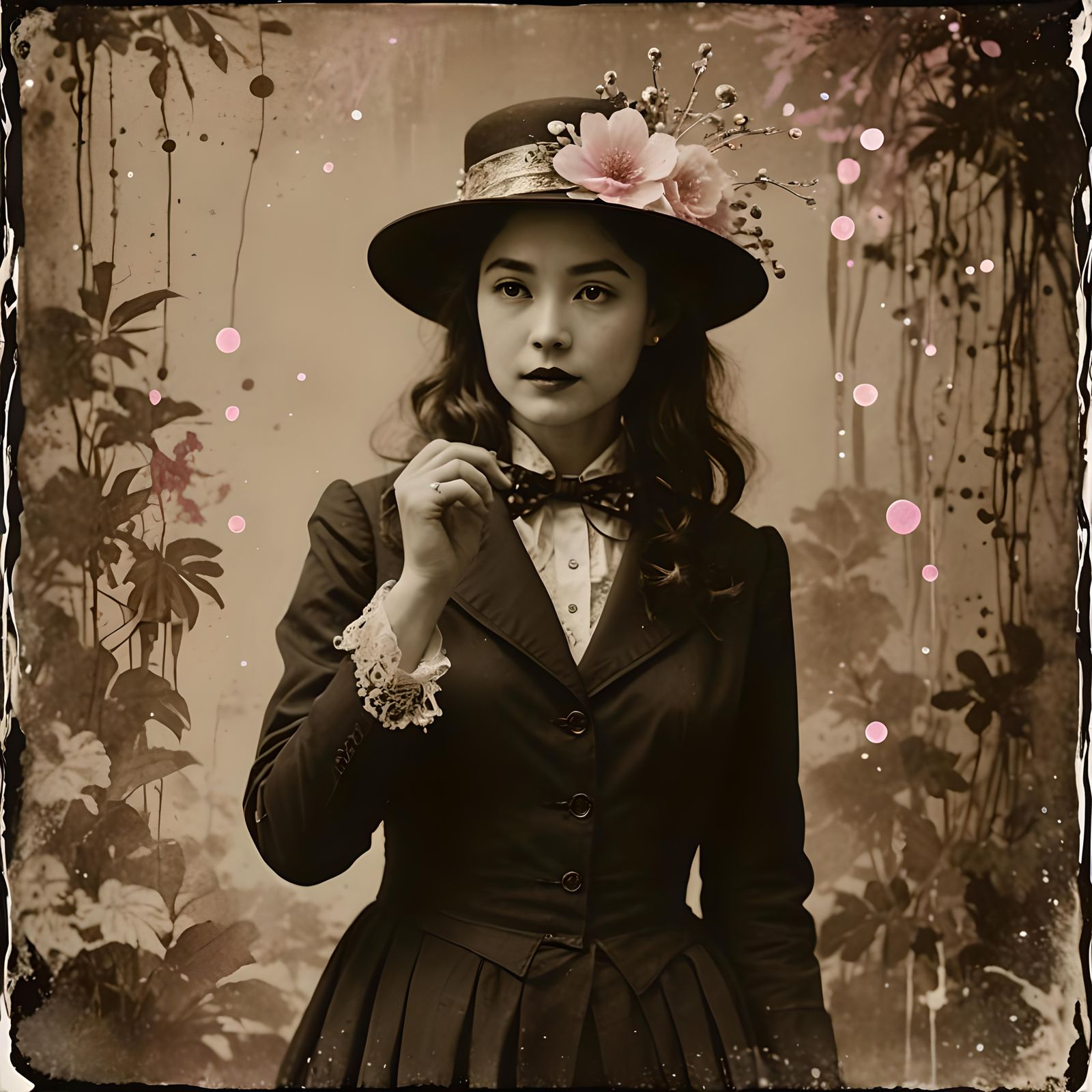 Victorian Sumi-e Portrait in Bauhaus Style