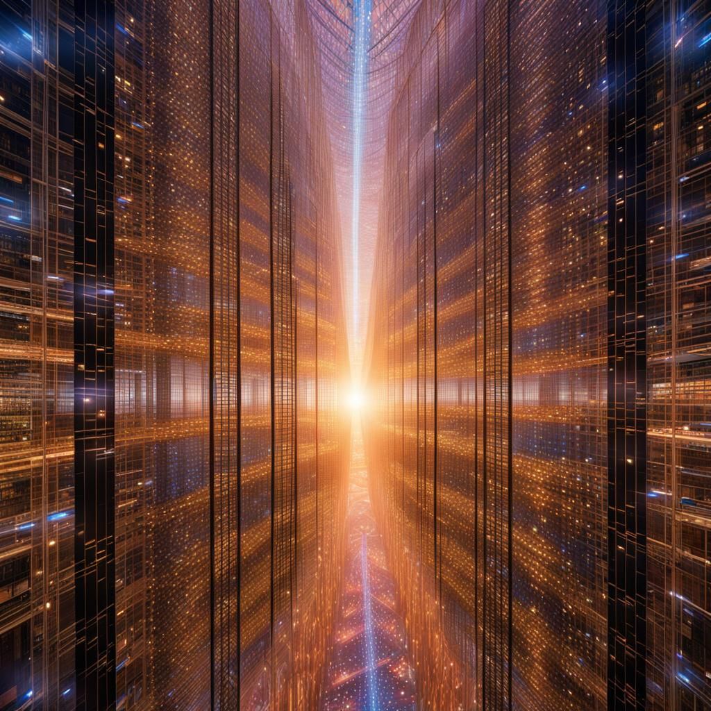 Luminescent Data Streams in a Cyberpunk Dreamscape