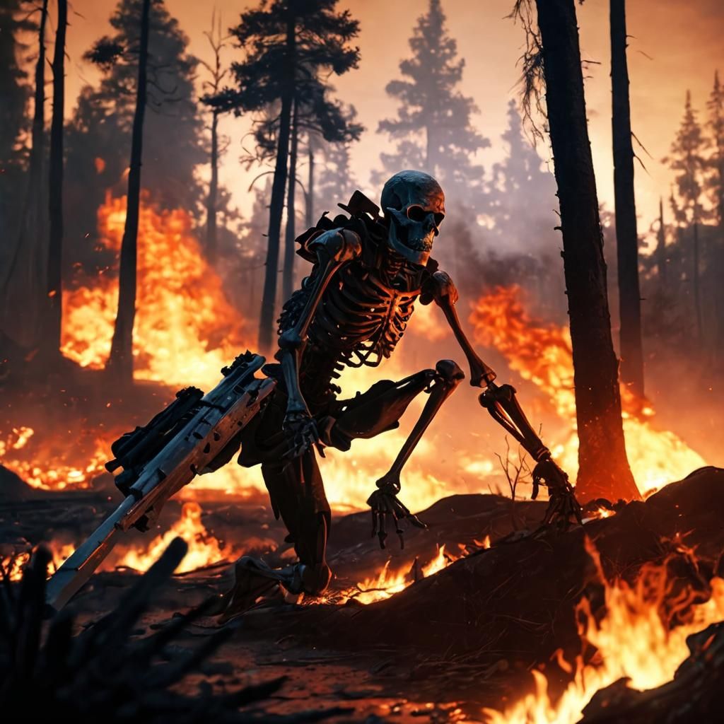Flaming Skeleton Soldier in Fiery Apocalypse