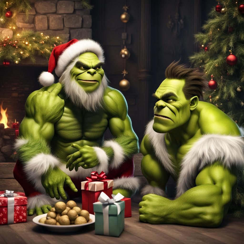 Grinch, Hulk, and Shrek Discuss Christmas
