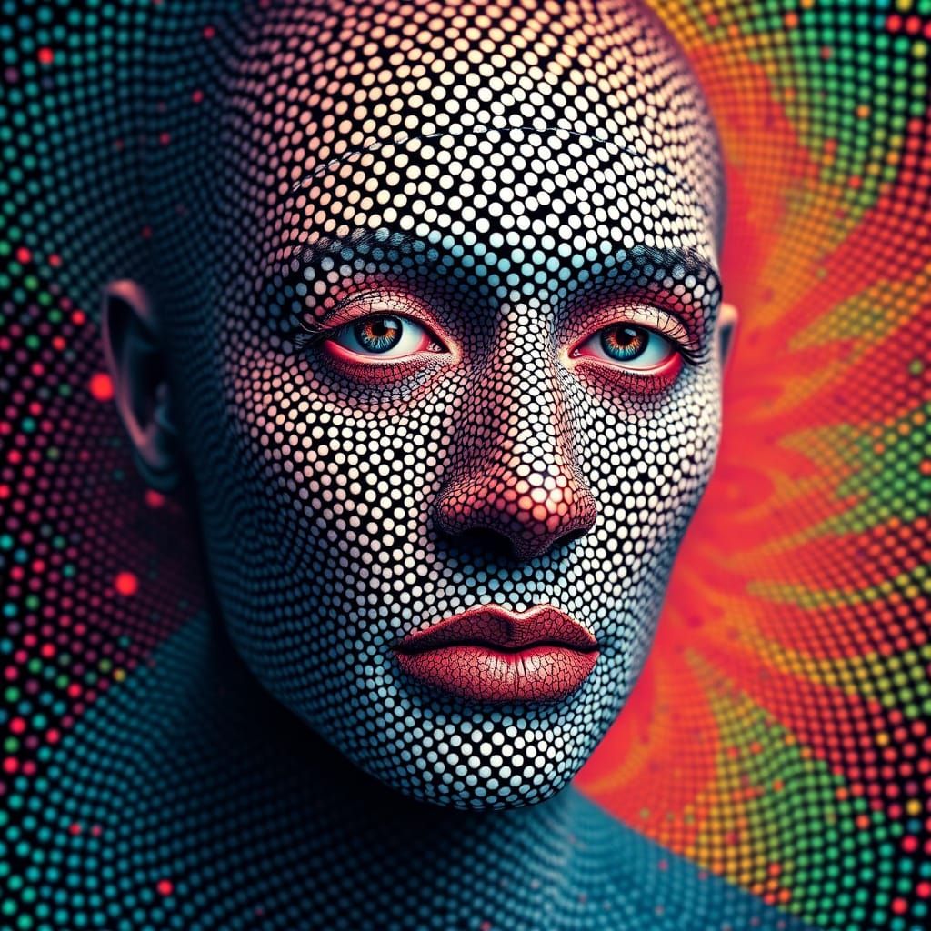 Mesmerizing Optical Illusion Portrait in Hyperdetailed 8K