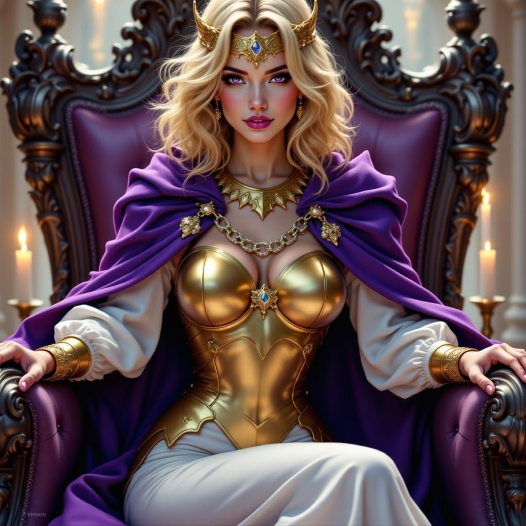 Purple-Glowing Paladin Queen Exudes Evil Satisfaction
