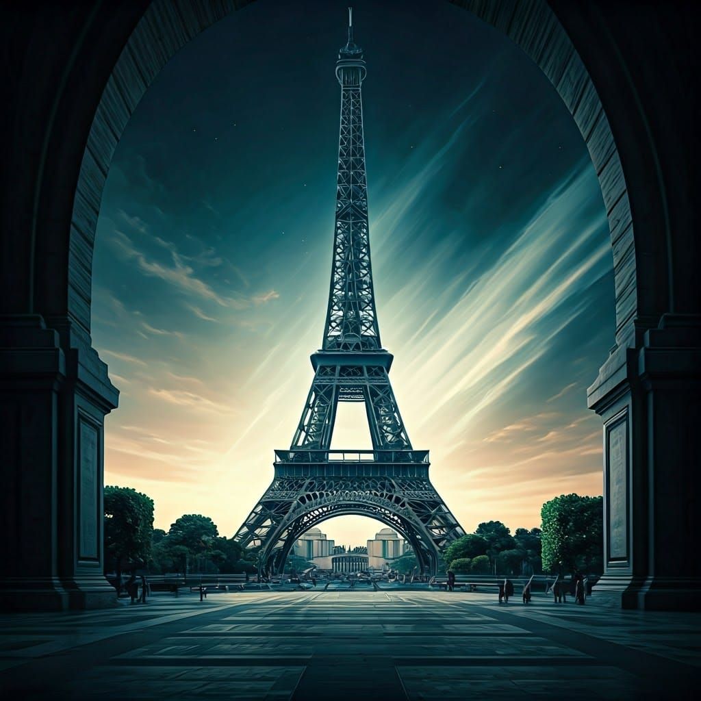 Eiffel Tower in a Fantastical Landscape