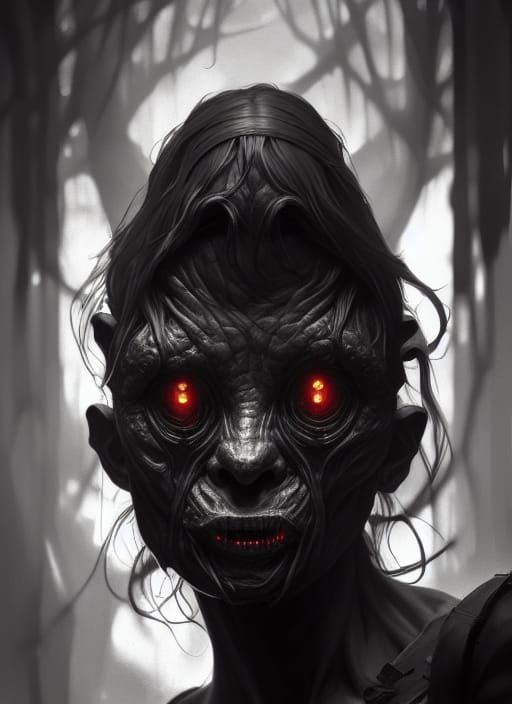 Monstrous Deformed Portrait in Black and White