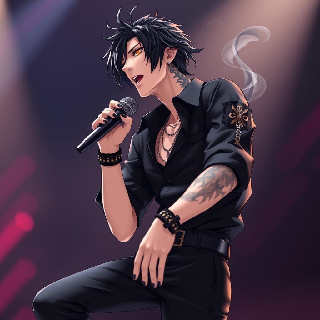 Cyberpunk Musician Reaching for the Spotlight