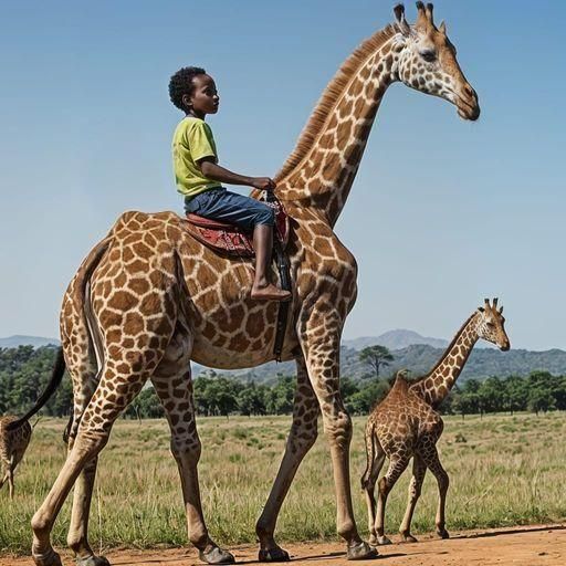 African Children Explore the Thrill of a Giraffe Race