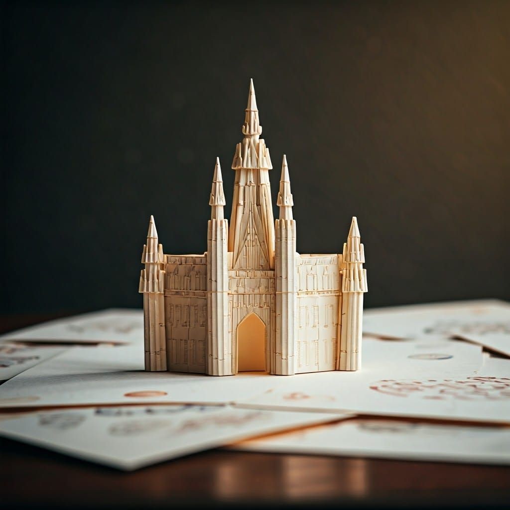 Origami Spanish Landmark in Dreamy Soft Focus